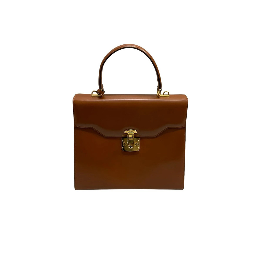 Gucci Lady Lock Leather Handle Bag Brown